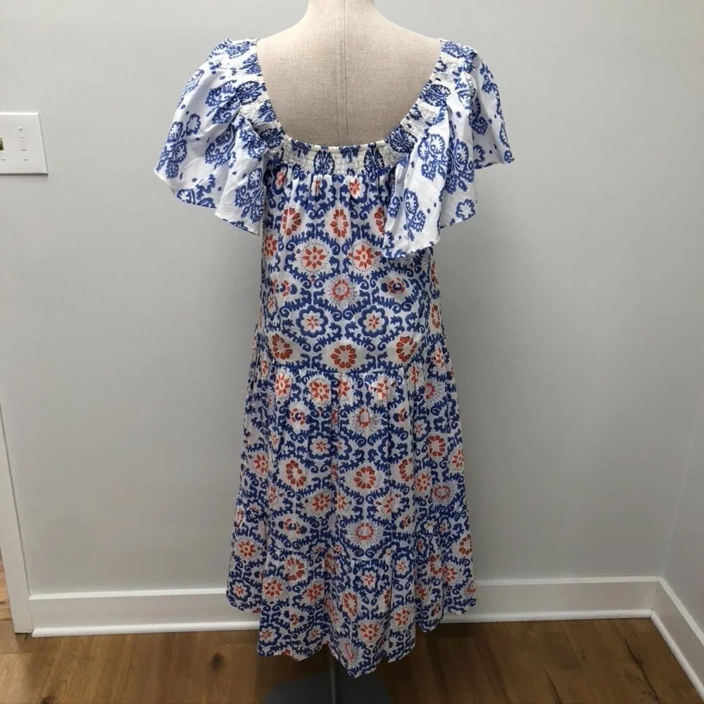 Ro's Garden Midi Tiered Dress Womens Small Blue Artsy Boho Retro Indie Cottage - Picture 8 of 14